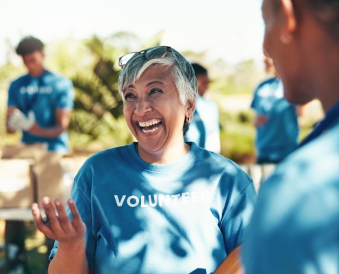 Volunteer Outside At Fundraiser